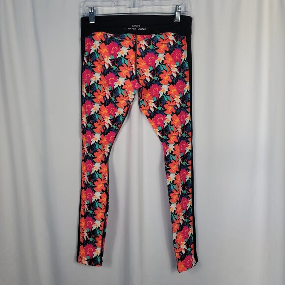 Lorna Jane Athletic Yoga Pants Size Medium Black & Bright Multicolor Floral - Picture 7 of 14